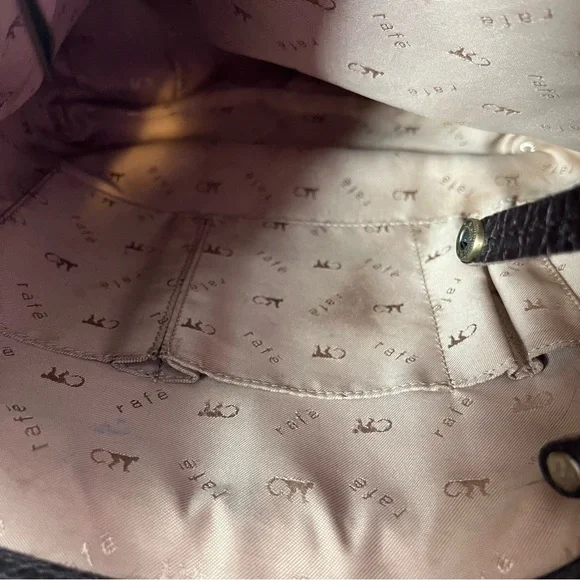 Rafe New York Distressed Pebbled Leather Studded Brown Crossbody Shoulder Bag - Picture 13 of 16